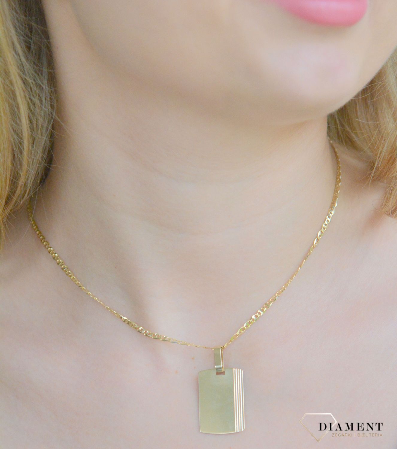 Złota zawieszka 585 blaszka Nieśmiertelnik do graweru ZA 6211C.jpg